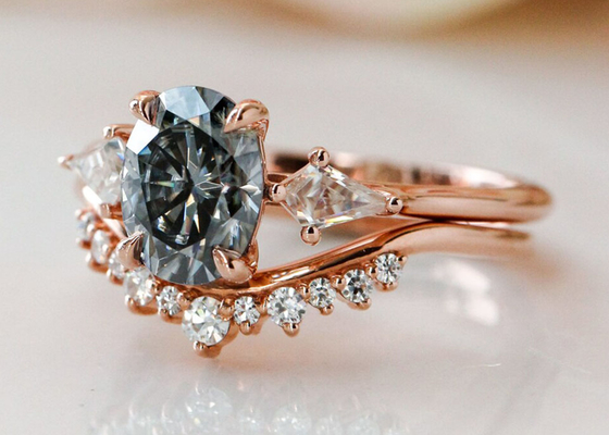 1ct Lab Grown Moissanite Ring 9K Grey color for engagement ODM