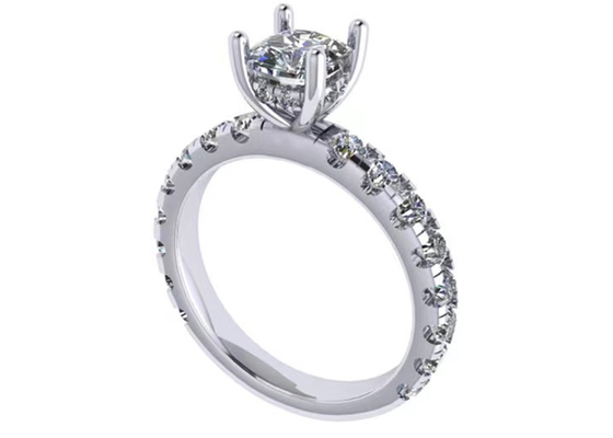 6x6mm 14k Solid Gold Jewellery , 24pcs 1.44ct Natural Diamond Engagement Ring