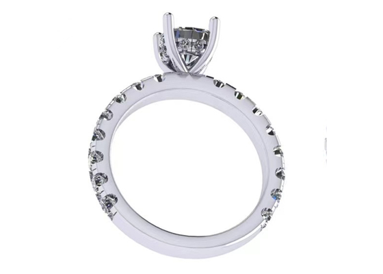 6x6mm 14k Solid Gold Jewellery , 24pcs 1.44ct Natural Diamond Engagement Ring