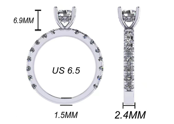 6x6mm 14k Solid Gold Jewellery , 24pcs 1.44ct Natural Diamond Engagement Ring