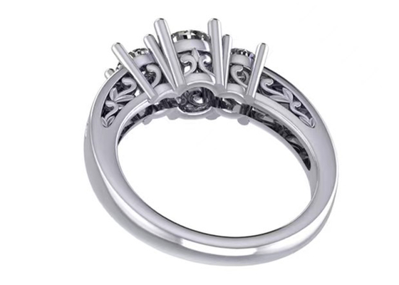 0.8ct 14k Solid Gold Jewellery , Prong Setting RD5.85mm Diamond Three Stone Ring