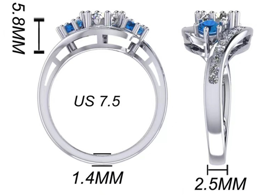 0.8 Carat Natural Blue Topaz Ring Prong Setting Type for Engagement