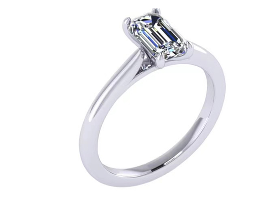1.05 Ct 14K Solid Gold Jewellery , Emerald Cut Diamond Engagement Rings EM7.86×2.89MM