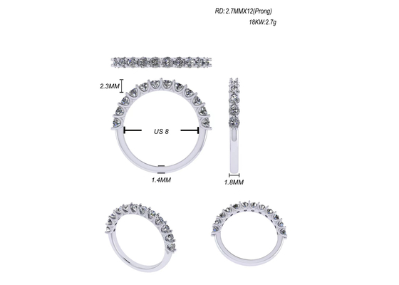 1.2 ct Engagement And Wedding Ring Set 1.93g Weight RD2.7MM Size