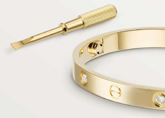 0.42ct 38.05g 18K Solid Gold Jewellery Natural Diamond Love Bracelet oDM