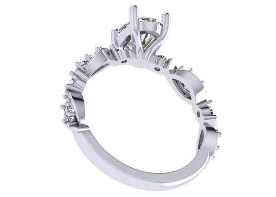 6.4mm 18k White Gold Diamond Engagement Ring , Oval Shape Diamond Ring OEM ODM