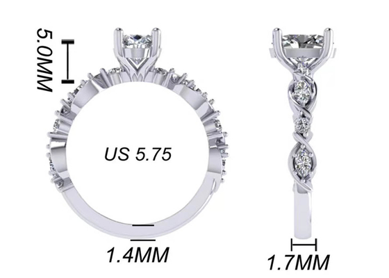 6.4mm 18k White Gold Diamond Engagement Ring , Oval Shape Diamond Ring OEM ODM