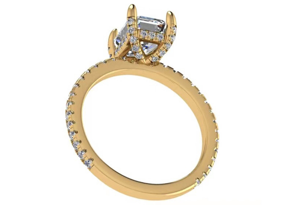 Emerald Cut 18K Rose Gold Ring Wiith 7.58×5.83mm Dimension Natural Diamond OEM