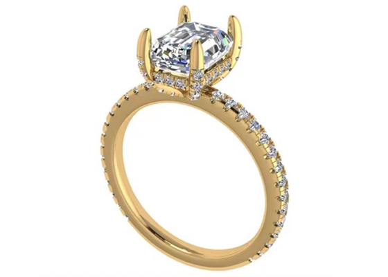 Emerald Cut 18K Rose Gold Ring Wiith 7.58×5.83mm Dimension Natural Diamond OEM