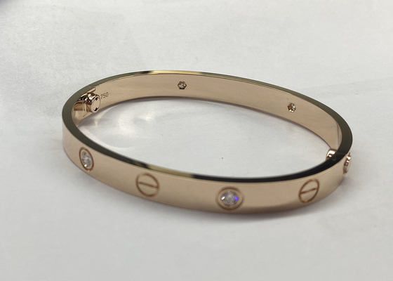 0.42ct 38.05g 18K Solid Gold Jewellery Natural Diamond Love Bracelet oDM