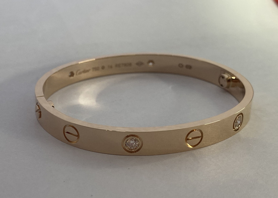 0.42ct 38.05g 18K Solid Gold Jewellery Natural Diamond Love Bracelet oDM