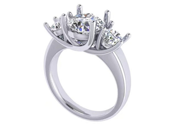 Round Cut 14k Solid Gold Jewellery White Gold Color Plated 2.21g Weight 8.4×5.05mm