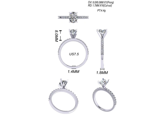 Round Cut 1.5 Carat Oval Diamond Ring 2.45g Weight OV8×6MM Size For Engagement