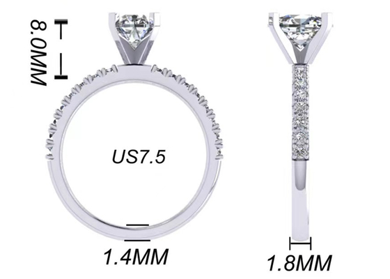 Round Cut 1.5 Carat Oval Diamond Ring 2.45g Weight OV8×6MM Size For Engagement