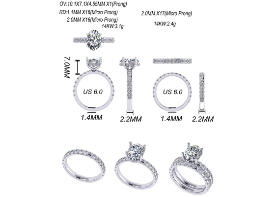 Hand Setting 2.45g 14K Solid Gold Jewellery ODM For Engagement