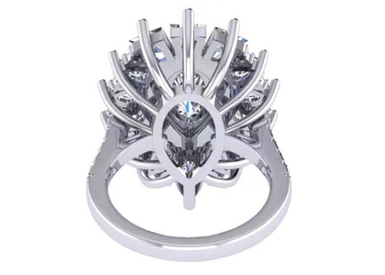 1.5ct 49pcs Classic Halo Diamond Engagement Ring White Gold Color Plated ODM