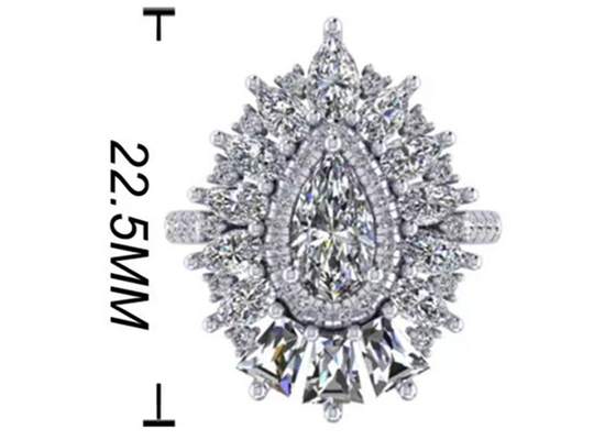 1.5ct 49pcs Classic Halo Diamond Engagement Ring White Gold Color Plated ODM
