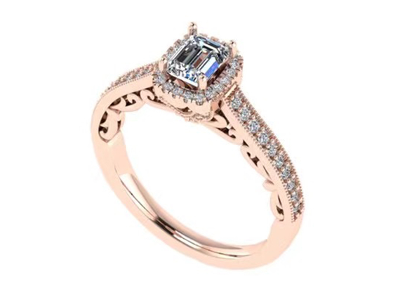 0.8ct 14K Solid Gold Jewellery , rose gold engagement ring set RA5.6×4.5MM