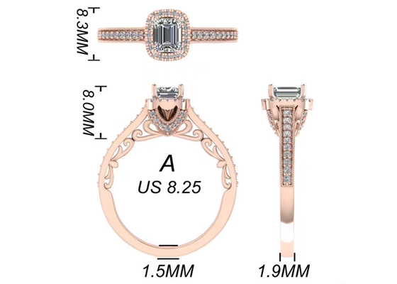 0.8ct 14K Solid Gold Jewellery , rose gold engagement ring set RA5.6×4.5MM