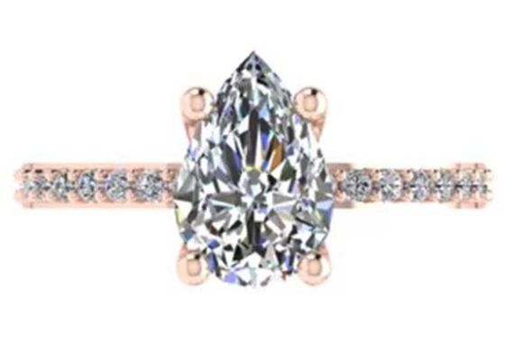 Pear Cut 18k Rose Gold Wedding Ring 10.67x7.23x4.1mm for Engagement