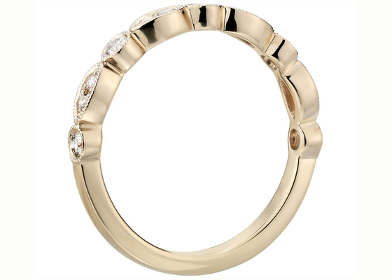 Half Eternity 14K Yellow Gold Band Ring Fancy Cut G-H VS1 0.28ct Claw Setting