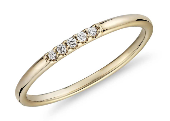 Dainty 14K Yellow Gold Jewelry , Matching Stacking 0.05ct diamond band ring OEM ODM