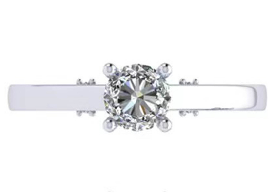 Claw Setting 18k White Gold Wedding Ring , GIA 5.35mm Round Brilliant Cut Diamond Ring