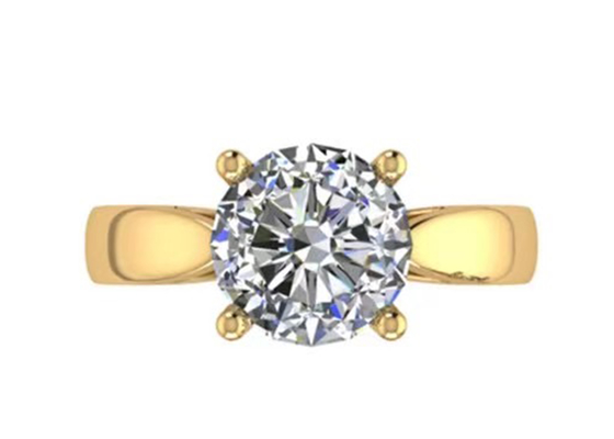Hand setting 14K Solid Gold Jewellery , Round Cut 2.7ct Natural Solitaire Diamond Rings