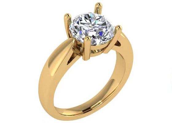 Hand setting 14K Solid Gold Jewellery , Round Cut 2.7ct Natural Solitaire Diamond Rings
