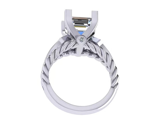 Moissanite Diamond Gemstone Promise Rings 14K Gold Princess Cut
