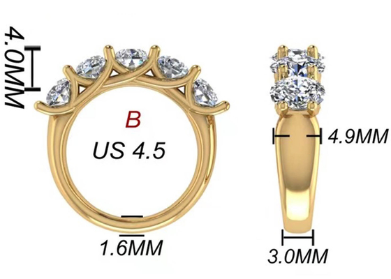 Oval Brilliant Cut 18k Yellow Gold Engagement Ring 6.43x 4.7x3.03mm ODM