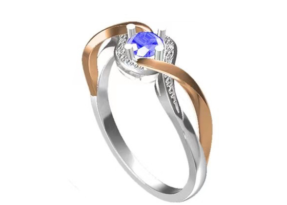 Tanzanite Jewelry 14K Solid Gold Jewellery Crossover Bands RD6.4MM Main Stone