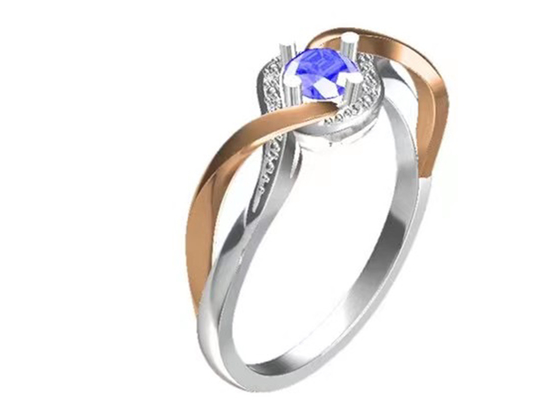 Tanzanite Jewelry 14K Solid Gold Jewellery Crossover Bands RD6.4MM Main Stone