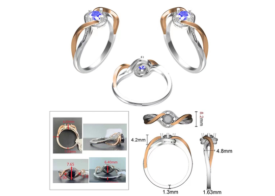 Tanzanite Jewelry 14K Solid Gold Jewellery Crossover Bands RD6.4MM Main Stone
