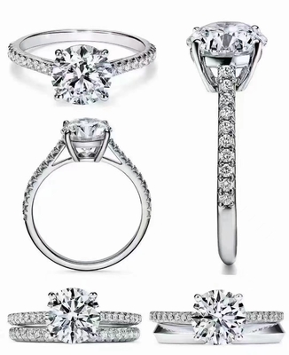 38pcs Natural Diamond Engagement Ring Settings Round Cut 1.2ct RD7MM
