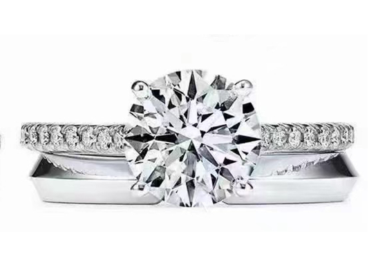 38pcs Natural Diamond Engagement Ring Settings Round Cut 1.2ct RD7MM