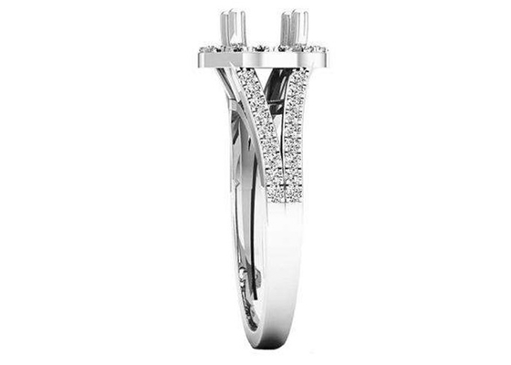 0.9ct Oval Semi Mount Jewelry Ring18K White Gold Material Prong setting Type