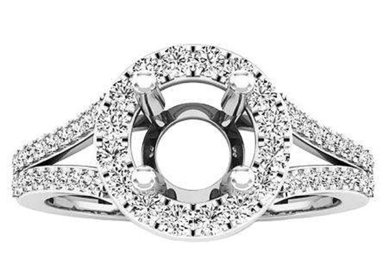 0.9ct Oval Semi Mount Jewelry Ring18K White Gold Material Prong setting Type