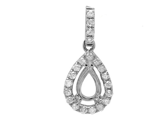 Pear Cut White Diamond Pendant Semi Mount 5x7mm 3.0g Weight