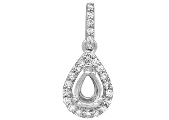 Pear Cut White Diamond Pendant Semi Mount 5x7mm 3.0g Weight