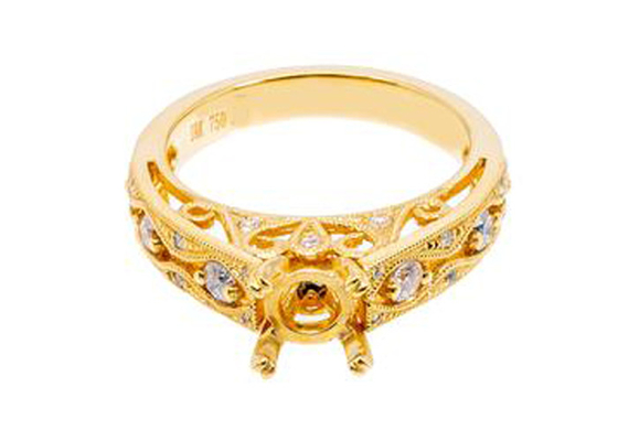 6pcs 0.07ct Diamond Semi Mount Jewelry ring 18K Yellow Gold Material