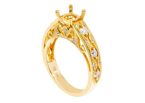 6pcs 0.07ct Diamond Semi Mount Jewelry ring 18K Yellow Gold Material