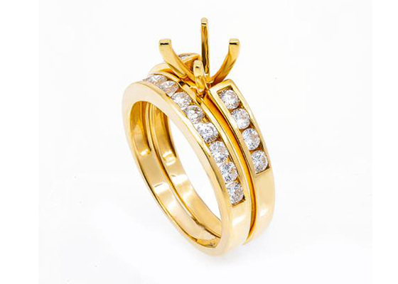 Semi Mount 14k Yellow Gold Engagement Rings 5.23g With 1.8mm Natural Diamond