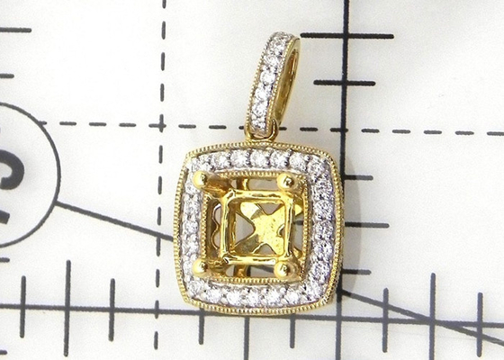 18K Yellow Gold Semi Mount Jewelry Pendant 0.43 Carat ( Ctw ) with Vs1 Diamond