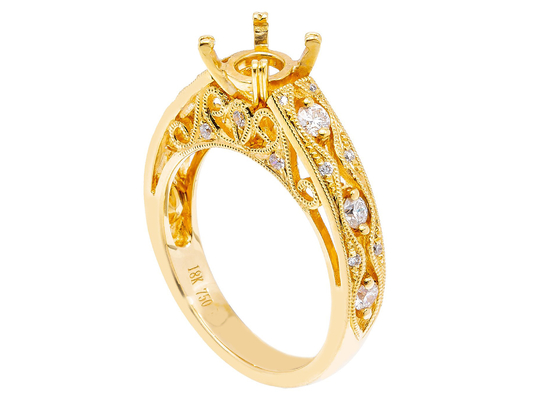 6pcs 0.07ct Diamond Semi Mount Jewelry ring 18K Yellow Gold Material