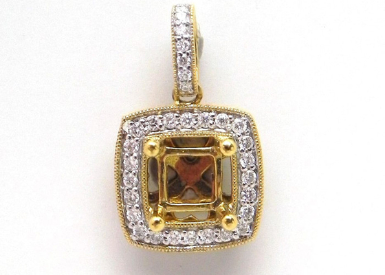 18K Yellow Gold Semi Mount Jewelry Pendant 0.43 Carat ( Ctw ) with Vs1 Diamond