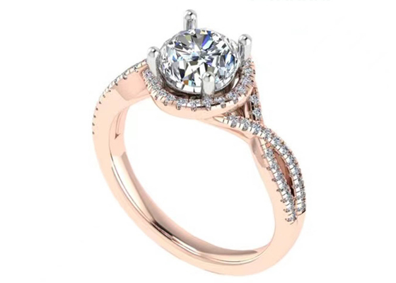Round Cut 18K Rose Gold Ring For Engagement S11 SI2 VS1 Average Clarity