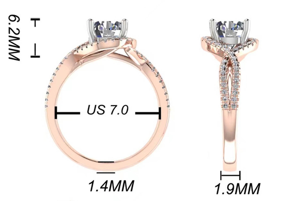 Round Cut 18K Rose Gold Ring For Engagement S11 SI2 VS1 Average Clarity