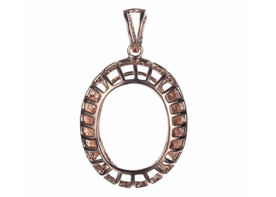 Oval Shape Semi Mount Jewelry Pendant 10×14mm 2.7g Weight Prong Setting Type