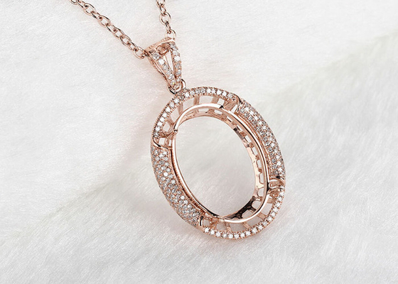 Oval Shape Semi Mount Jewelry Pendant 10×14mm 2.7g Weight Prong Setting Type